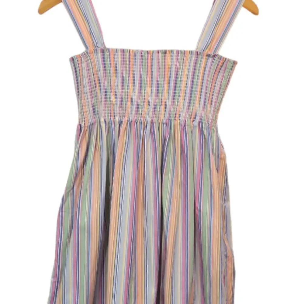 NWOT Ralph Lauren Multi Color Stripe Elastic Smocked Sleeveless Dress 12